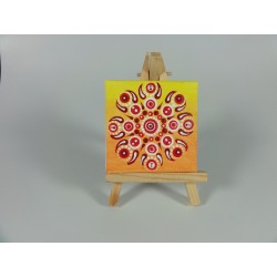 Tableau de lutin.mandala.dot.rouge.blanc.jaune.2023