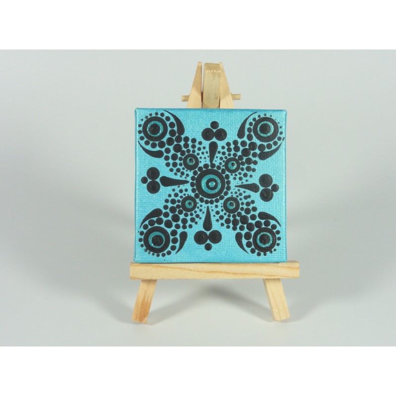 Tableau de lutin.mandala.dot.turquoize.satine.2023