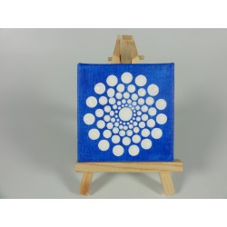 Tableau de lutin.mandala.dot.bleu blanc.2023