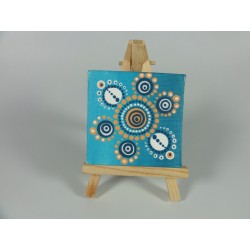 Tableau de lutin.mandala.dot.abricot turquoise.2023