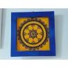 Tableau Carre.mandala.dot.orange et Bleu marine.v3