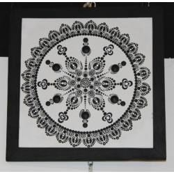 Tableau Carre.CE.mandala.dot.V3.Noir et blanc