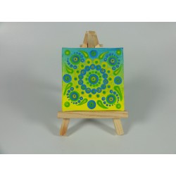 Tableau de lutin.mandala.dot.vert.bleu.jaune.2023